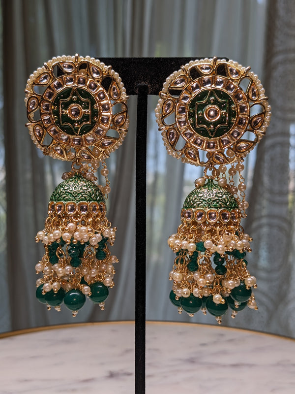 Statement Meenakari Jhumkas