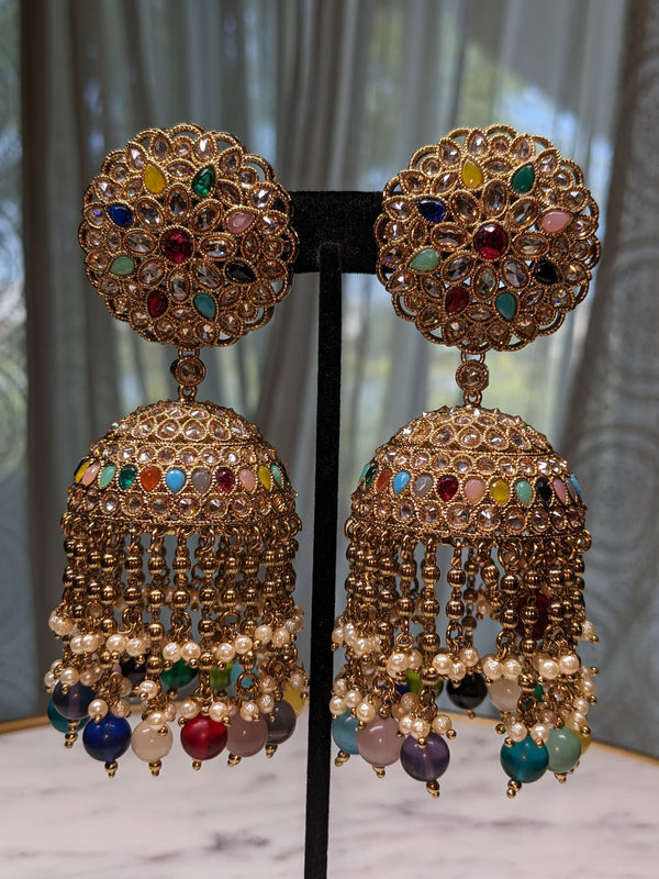 Statemnet Meenakari chandelier jhumka