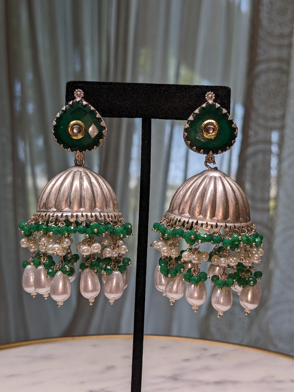 Statement Silver plated Jhumkas